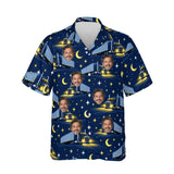 Night Haul Trucker Hawaiian Shirt personalized with printed faces, front view