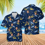 Night Haul Trucker Hawaiian Shirt with custom faces, front and back