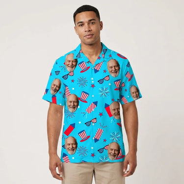 Old Glory Tropical USA custom Hawaiian shirt with photos, example 3