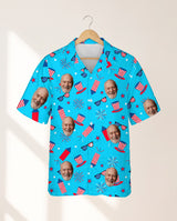 Old Glory Tropical USA personalized Hawaiian shirt printed with customer faces