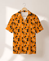 Orange Black Cat Halloween Hawaiian shirt print before personalizing