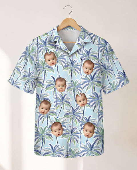 Palm Breeze personalized Hawaiian shirt printed with customer faces