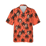 Palm Silhouette Island Hawaiian Shirt personalized with printed faces, front view