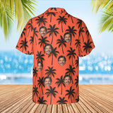 Palm Silhouette Island Hawaiian Shirt with custom faces, back view