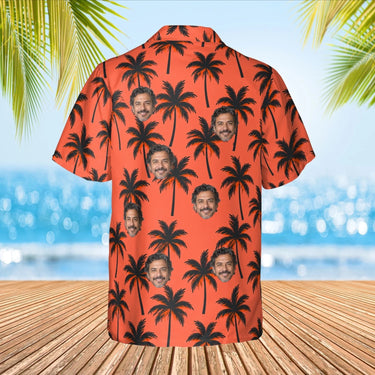 Palm Silhouette Island Hawaiian Shirt with custom faces, back view