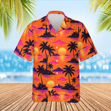 Palm Sunset Tropical Hawaiian Shirt print before personalizing, front view