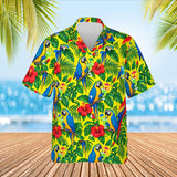 Parrot Cocktail Tropical Hawaiian Shirt print before personalizing, front view