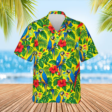 Parrot Cocktail Tropical Hawaiian Shirt print before personalizing, front view