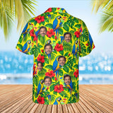Parrot Cocktail Tropical Hawaiian Shirt with custom faces, back view