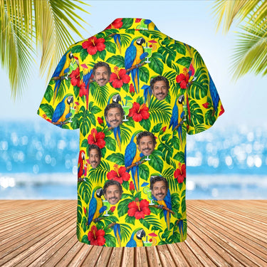 Parrot Cocktail Tropical Hawaiian Shirt with custom faces, back view
