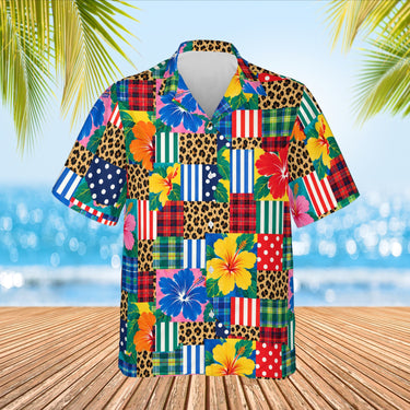 Patchwork Mess Ugly Hawaiian Shirt print before personalizing, front view