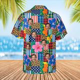 Patchwork Mess Ugly Hawaiian Shirt with custom faces, back view