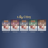 Personalized family Christmas blanket in 5 sky colors: midnight navy, rose dusk, silver frost, evergreen and mocha