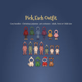 13 Christmas hoodie and pajama outfits plus 4 pet costumes to choose for each family member