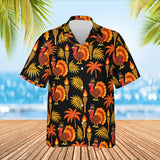 Pilgrim Turkey Tiki Thanksgiving Hawaiian Shirt print before personalizing, front view
