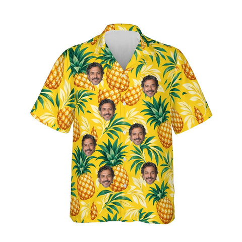 Pineapple Aloha Shirt personalized with printed faces, front view
