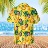 Pineapple Aloha Shirt with custom faces, back view