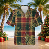 Plaid Palm Christmas Hawaiian shirt print before personalizing, front view