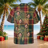 Plaid Palm custom Christmas Hawaiian shirt with photos, back view