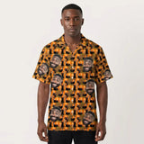 Playful Black Cat Halloween custom Hawaiian shirt with photos, example 1