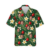 Plumeria Baubles personalized Christmas Hawaiian shirt printed with customer faces, front view