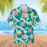 Plumeria Lei Aloha Shirt print before personalizing, front view