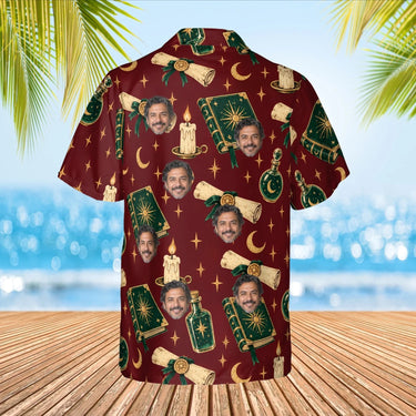 Potions & Spellbooks Fantasy RPG Hawaiian Shirt with custom faces, back view