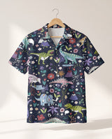 Prehistoric Garden Dinosaur Floral Hawaiian shirt print before personalizing