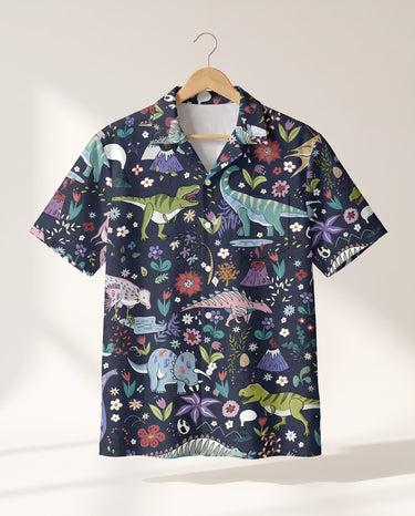 Prehistoric Garden Dinosaur Floral Hawaiian shirt print before personalizing
