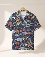 Prehistoric Garden Dinosaur Floral personalized Hawaiian shirt printed with customer faces