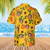 Pumpkin Patch Thanksgiving Hawaiian Shirt with custom faces, back view