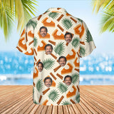Pumpkin Pie Paradise Thanksgiving Hawaiian Shirt with custom faces, back view