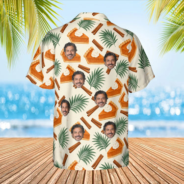 Pumpkin Pie Paradise Thanksgiving Hawaiian Shirt with custom faces, back view