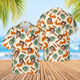 Pumpkin Pie Paradise Thanksgiving Hawaiian Shirt with custom faces, front and back