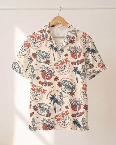 Punk Skeleton Beach Hawaiian shirt print before personalizing