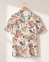Punk Skeleton Beach personalized Hawaiian shirt printed with customer faces