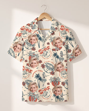 Punk Skeleton Beach personalized Hawaiian shirt printed with customer faces