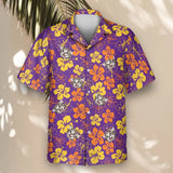 Purple Floral Hibiscus custom Hawaiian shirt with photos, example 2