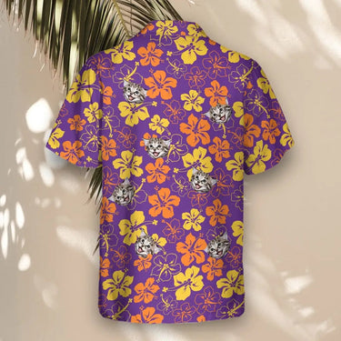Purple Floral Hibiscus custom Hawaiian shirt with photos, example 3