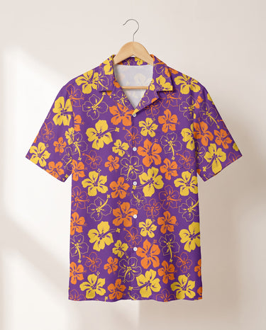 Purple Floral Hibiscus Hawaiian shirt print before personalizing