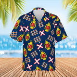 Railroad Train Hawaiian Shirt print before personalizing, front view