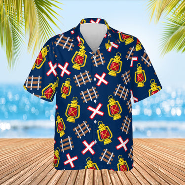 Railroad Train Hawaiian Shirt print before personalizing, front view