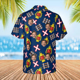 Railroad Train Hawaiian Shirt with custom faces, back view