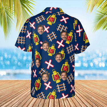 Railroad Train Hawaiian Shirt with custom faces, back view