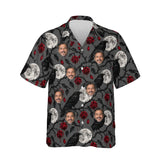 Raven & Full Moon Goth Hawaiian Shirt personalized with printed faces, front view