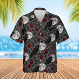 Raven & Full Moon Goth Hawaiian Shirt print before personalizing, front view