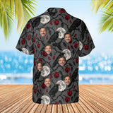 Raven & Full Moon Goth Hawaiian Shirt with custom faces, back view