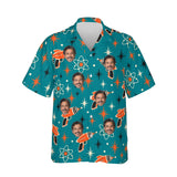 Ray Gun Atomic Sci-Fi Hawaiian Shirt personalized with printed faces, front view