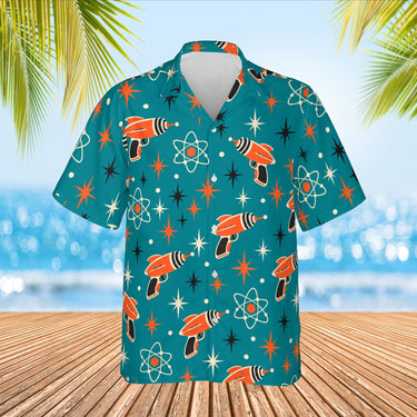 Ray Gun Atomic Sci-Fi Hawaiian Shirt print before personalizing, front view