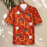 Red and Orange Tropical Silhouettes custom Hawaiian shirt with photos, example 2